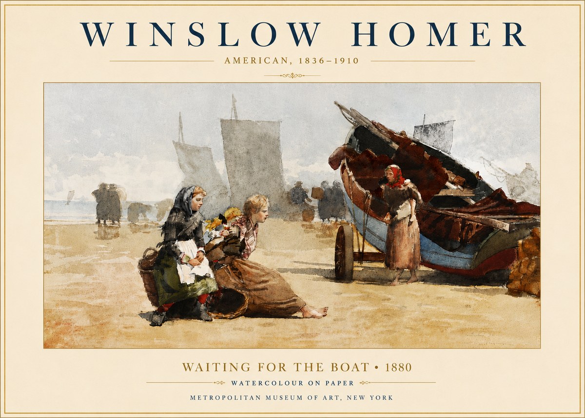 Winslow Homer Waiting for the Boat No4 - Plakát
