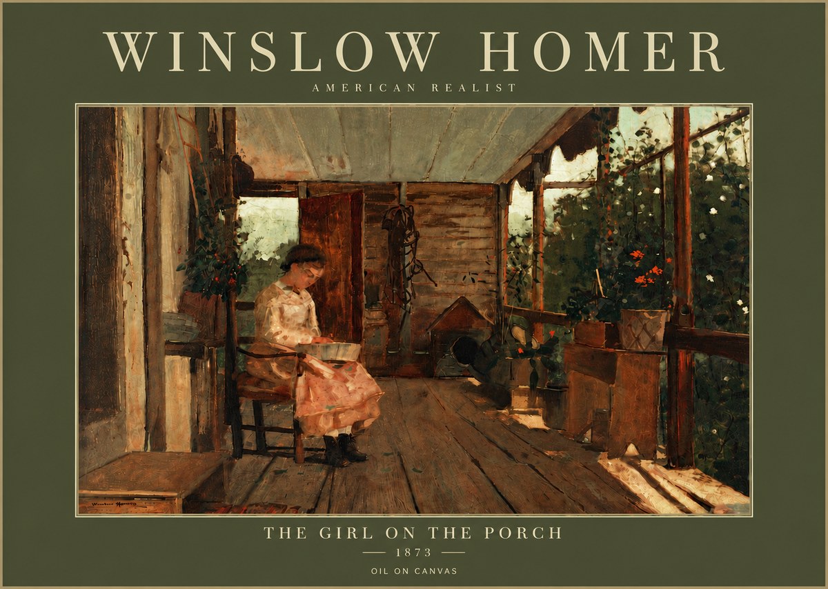 Winslow Homer The Girl on the Porch No5 - Plakát