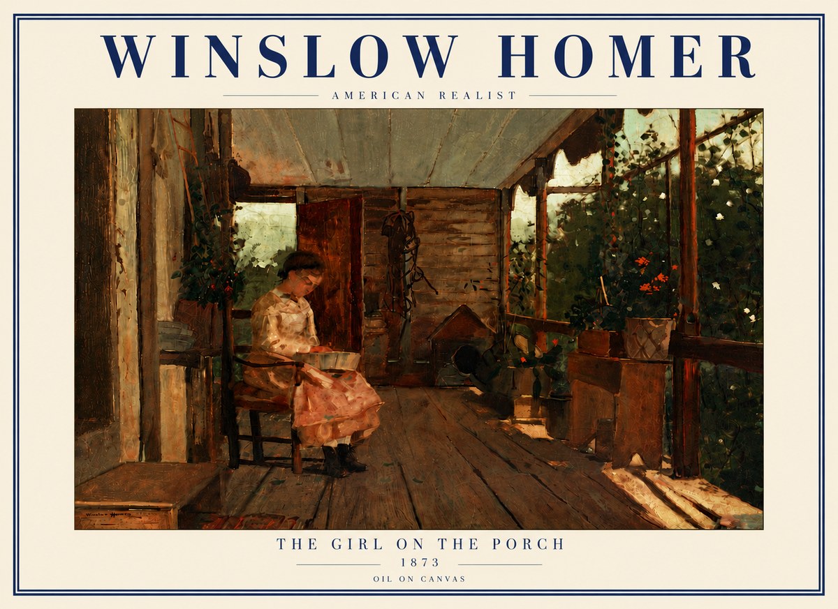 Winslow Homer The Girl on the Porch No6 - Plakát