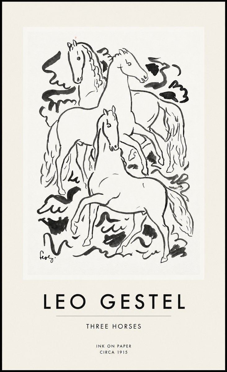 Leo Gestel Three Horses No1 - Plakát
