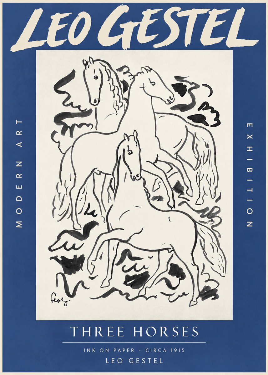 Leo Gestel Three Horses No3 - Plakát