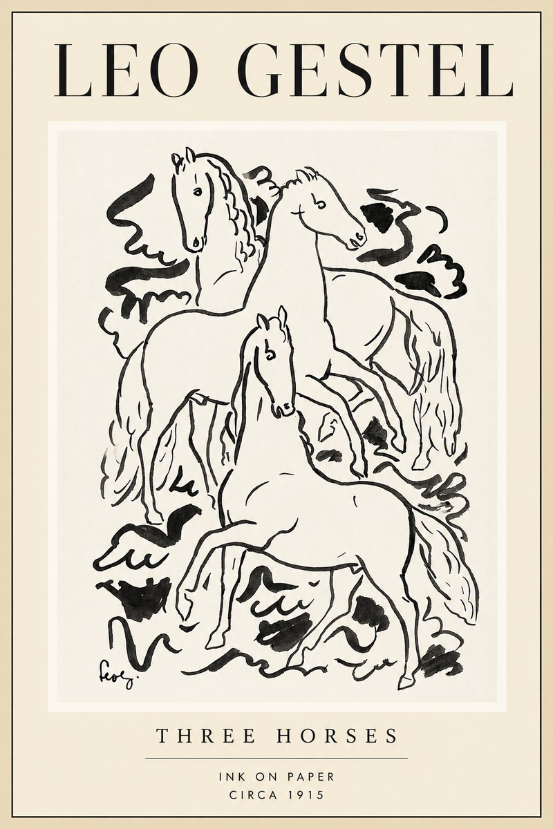 Leo Gestel Three Horses No4 - Plakát
