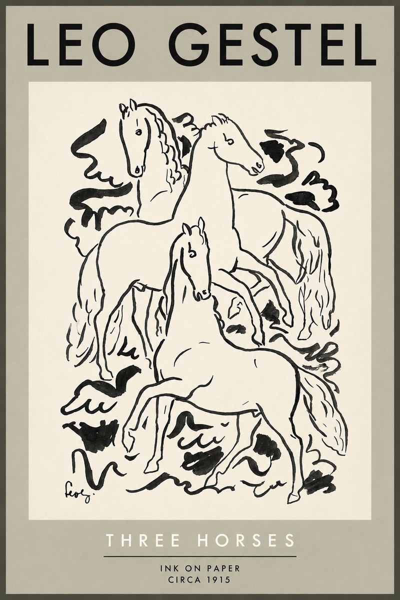 Leo Gestel Three Horses No5 - Plakát