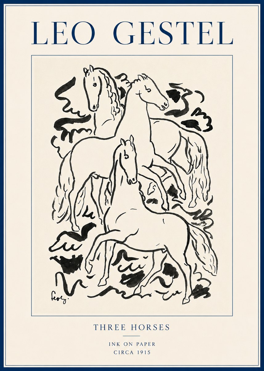Leo Gestel Three Horses No6 - Plakát