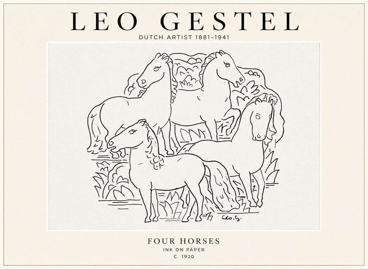 Leo Gestel Four Horses No1 - Plakát
