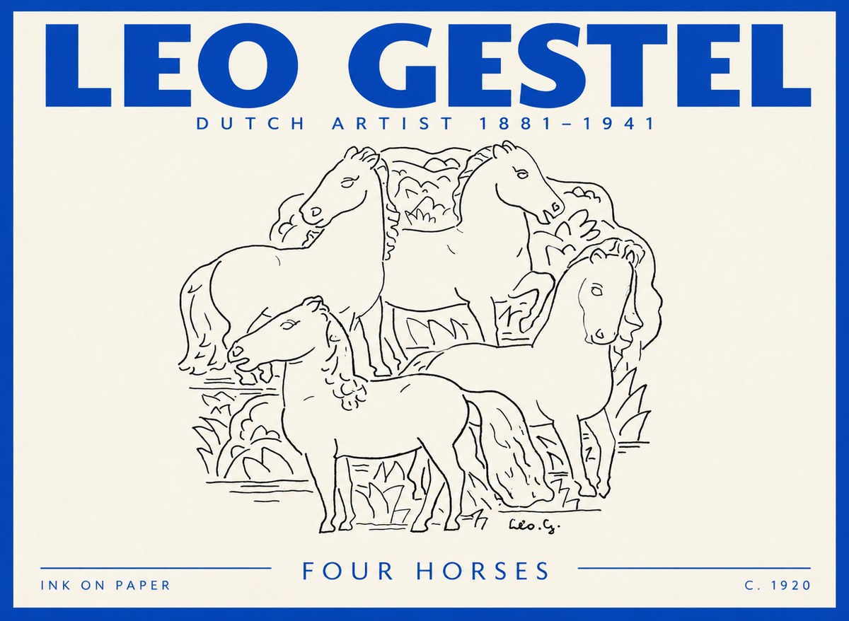 Leo Gestel Four Horses No2 - Plakát