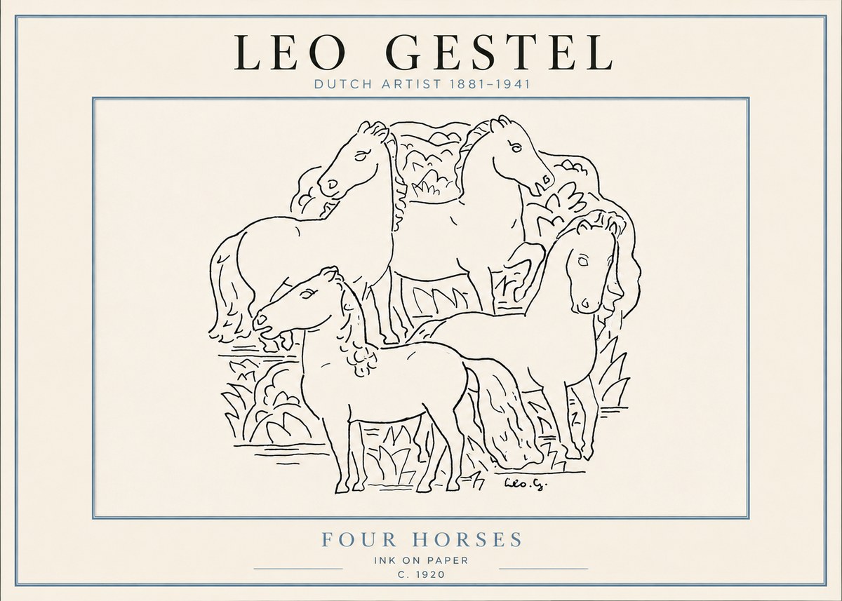 Leo Gestel Four Horses No4 - Plakát