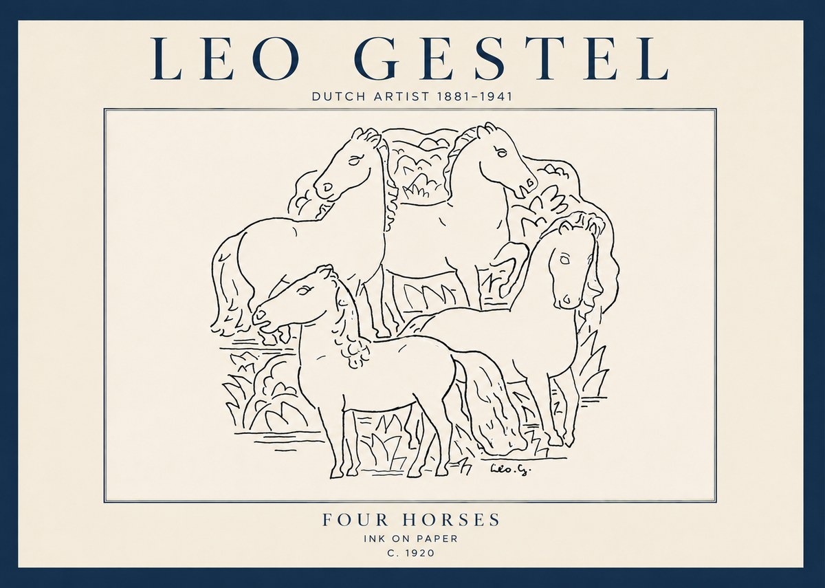 Leo Gestel Four Horses No5 - Plakát