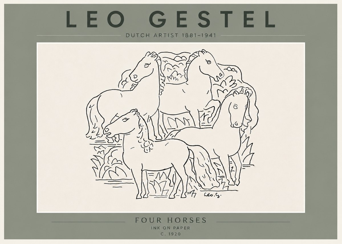 Leo Gestel Four Horses No6 - Plakát
