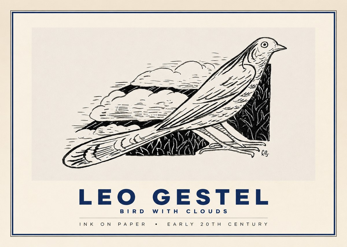 Leo Gestel Bird with Clouds No2 - Plakát