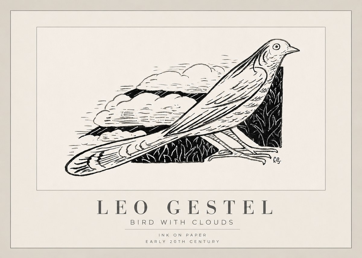 Leo Gestel Bird with Clouds No3 - Plakát