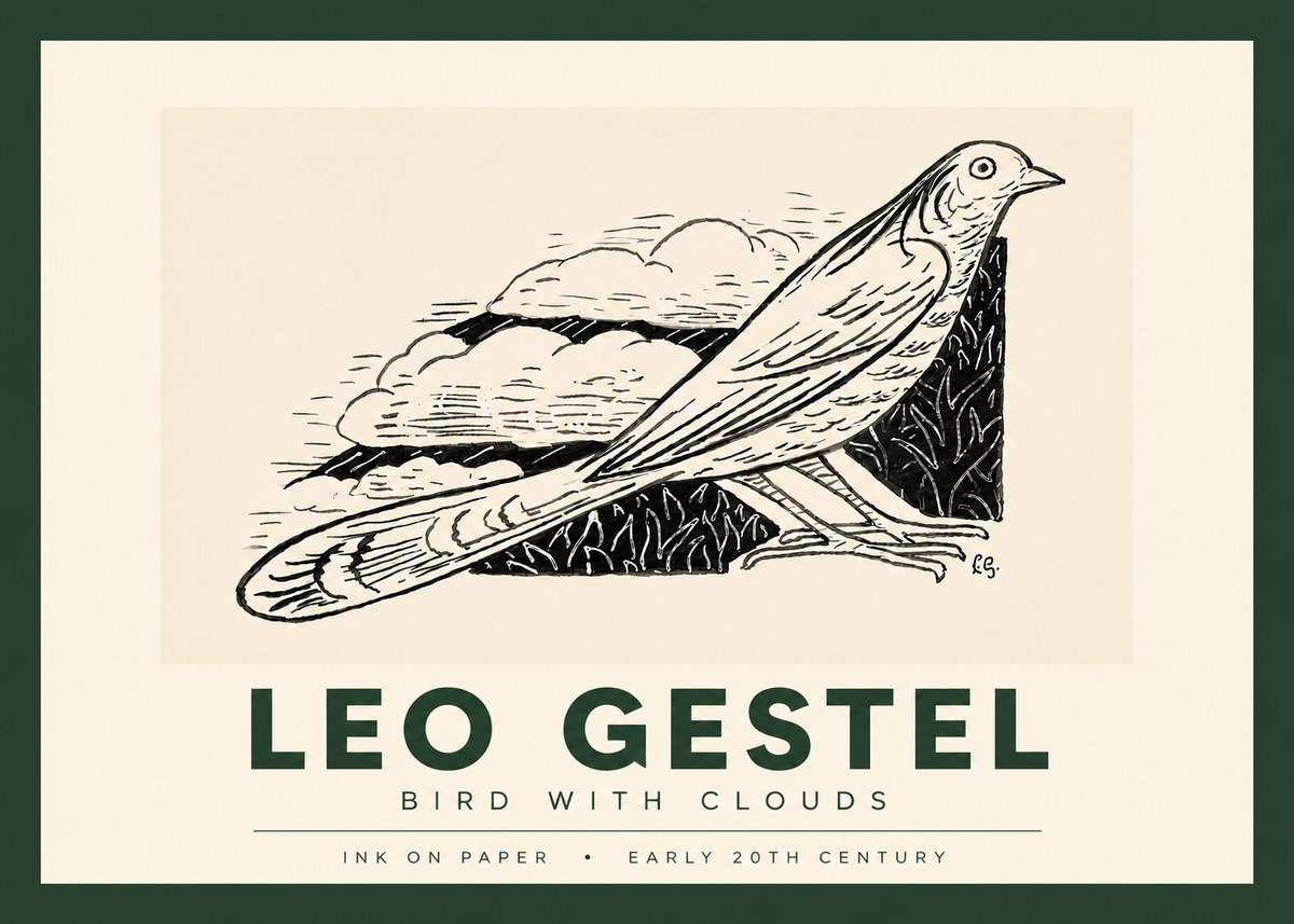 Leo Gestel Bird with Clouds No4 - Plakát
