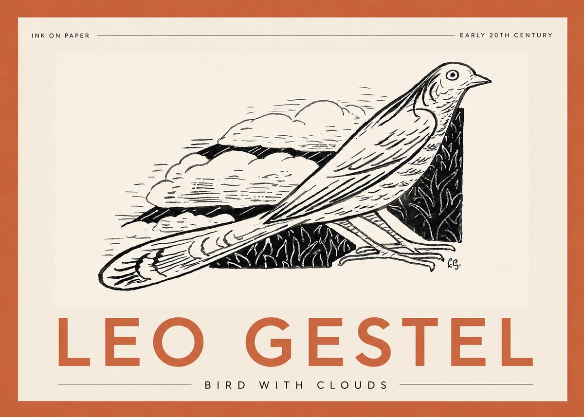 Leo Gestel Bird with Clouds No5 - Plakát