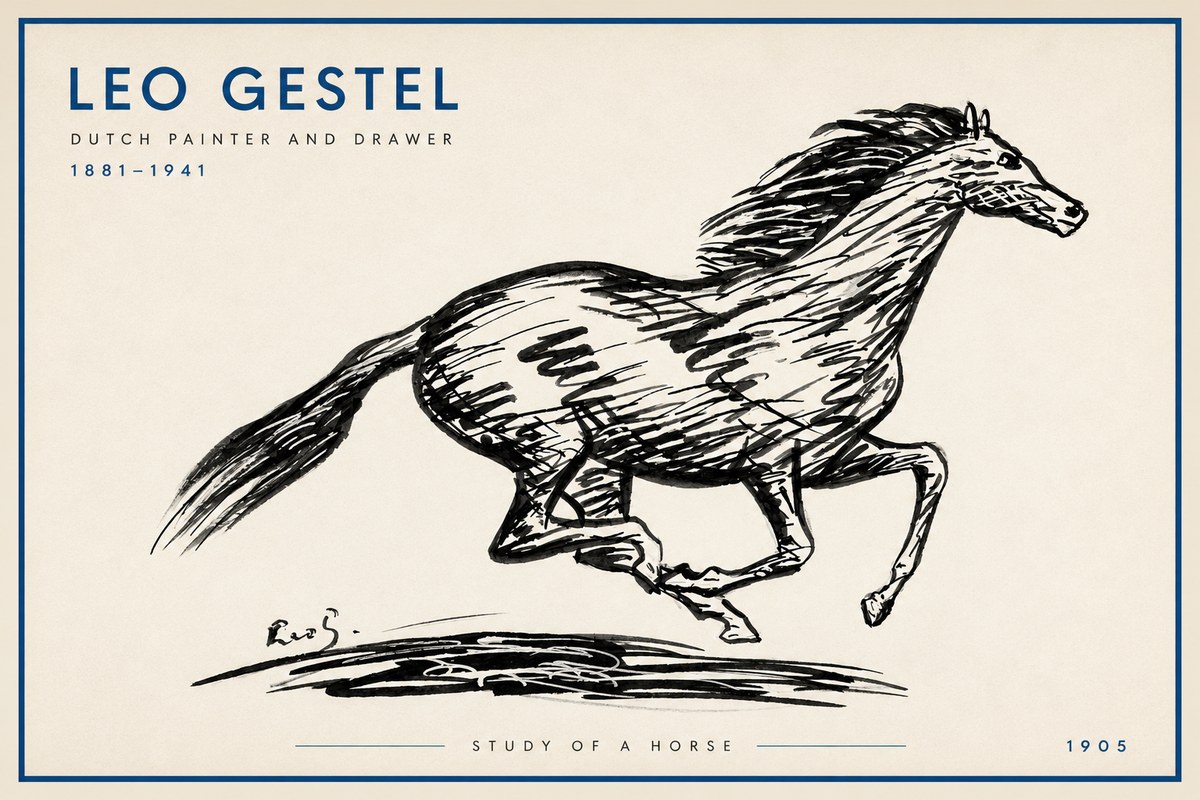 Leo Gestel Study of a Horse No3 - Plakát