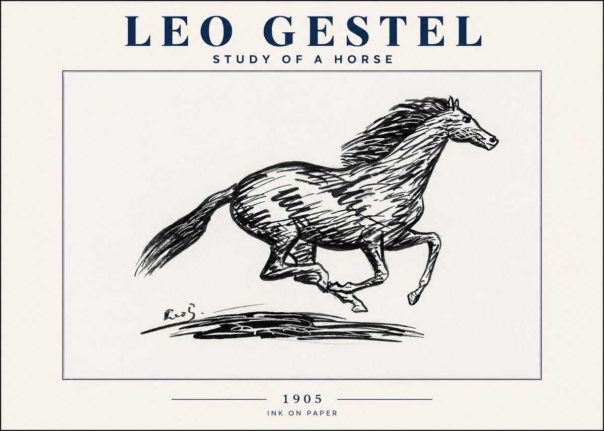 Leo Gestel Study of a Horse No4 - Plakát