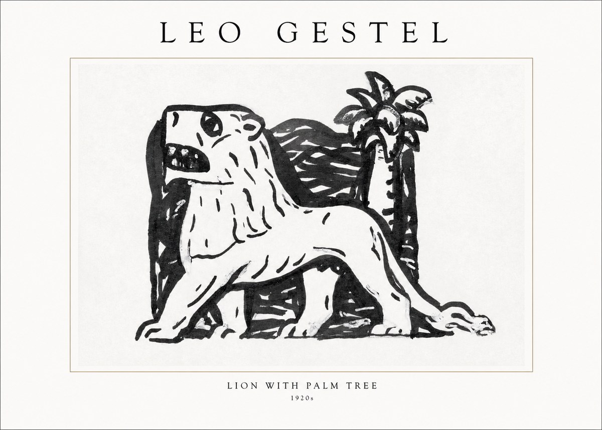 Leo Gestel Lion with Palm Tree No1 - Plakát