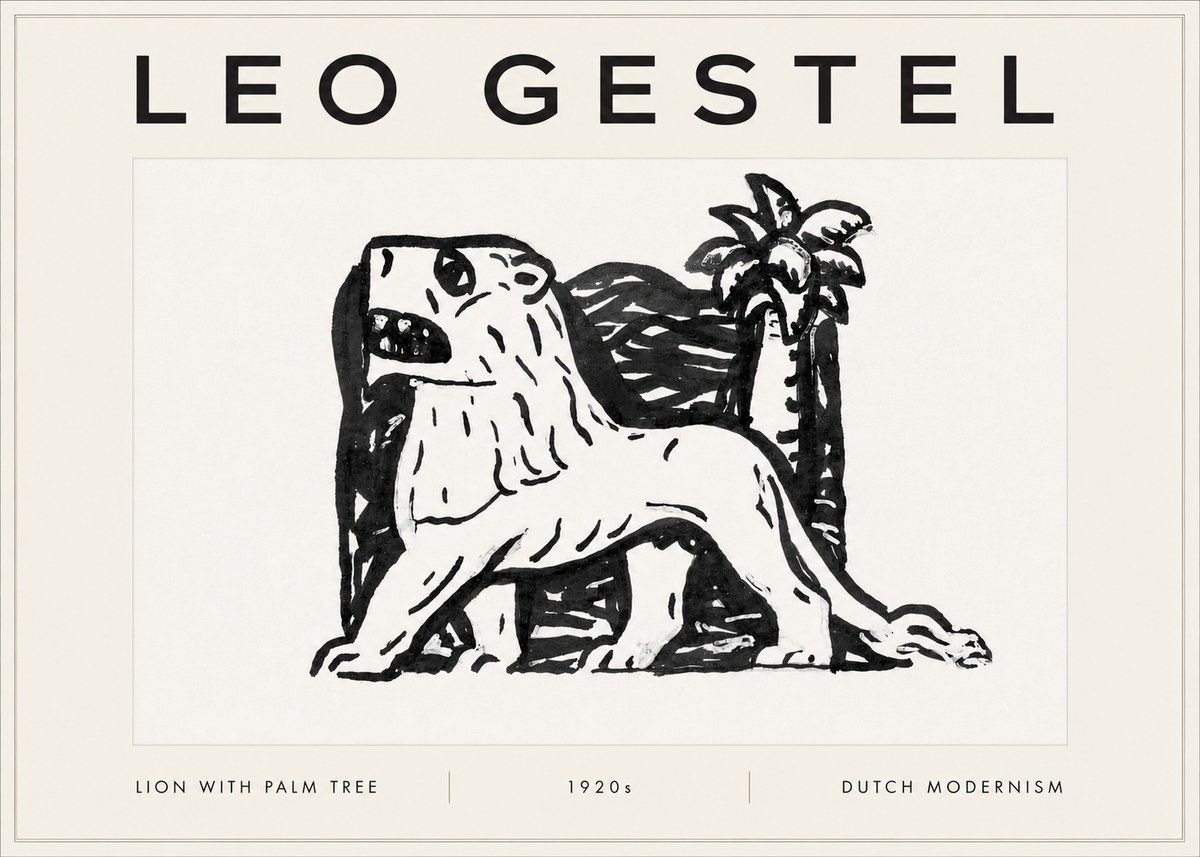Leo Gestel Lion with Palm Tree No5 - Plakát