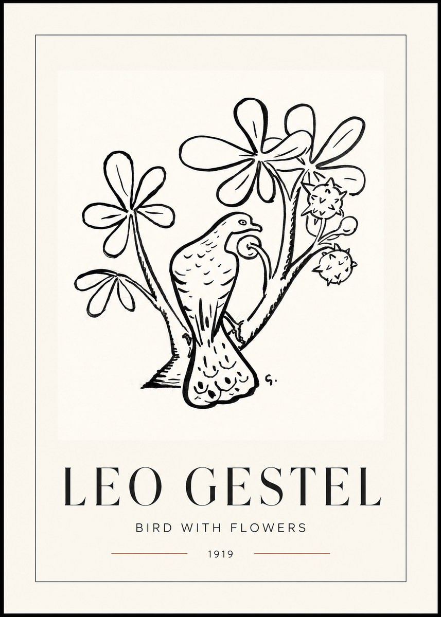 Leo Gestel Bird with Flowers No1 - Plakát