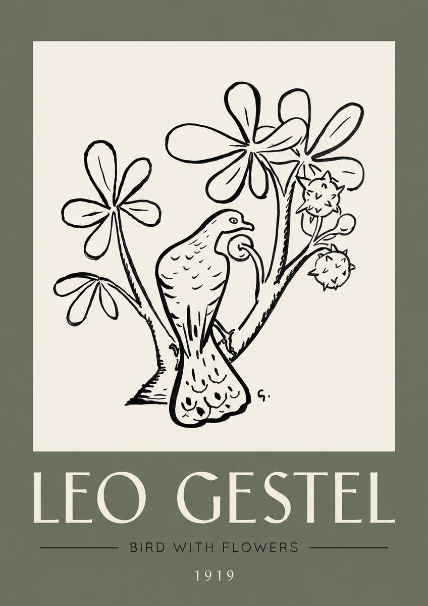 Leo Gestel Bird with Flowers No3 - Plakát