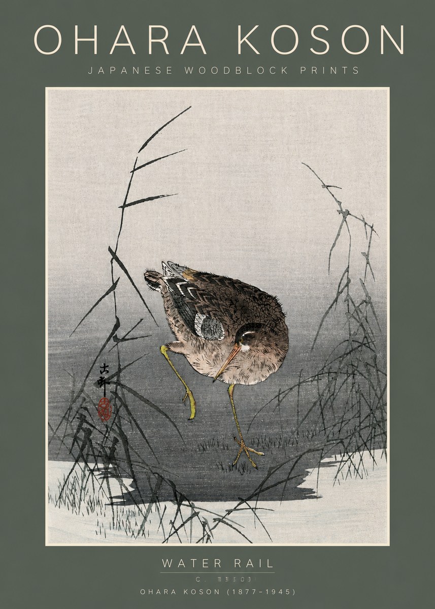 Ohara Koson Water Rail No5 - Plakát