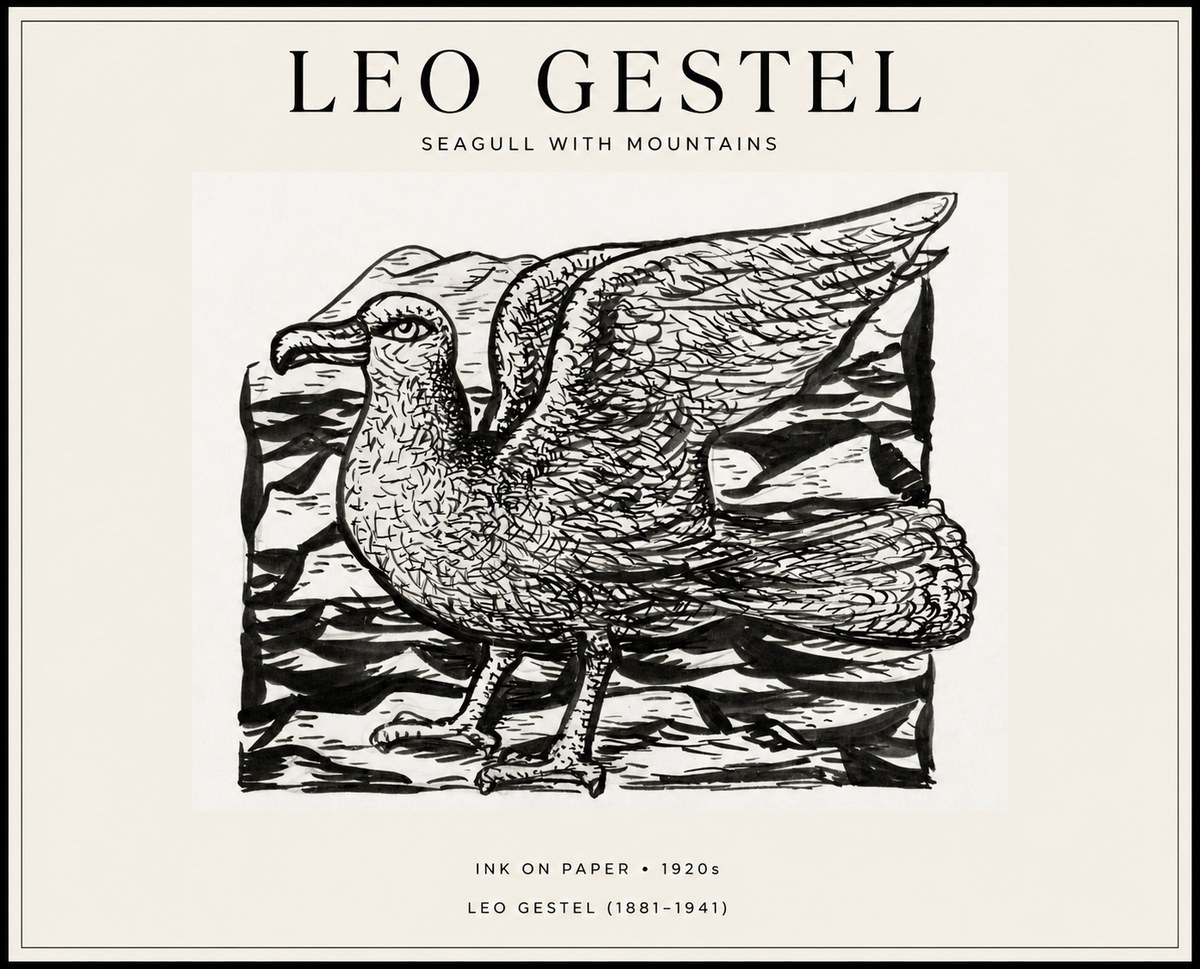 Leo Gestel Seagull with Mountains No1 - Plakát