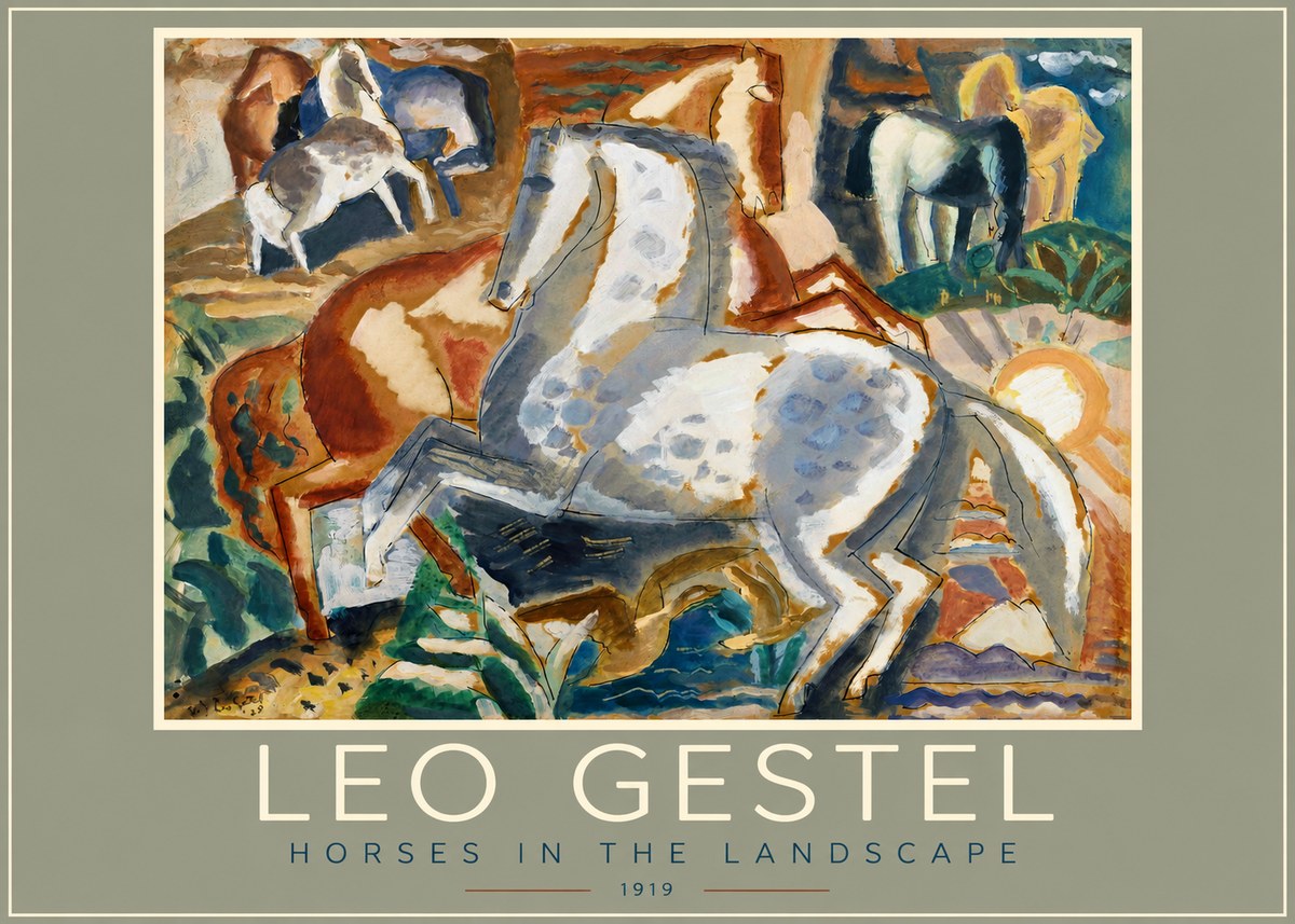 Leo Gestel Horses in the Landscape No2 - Plakát