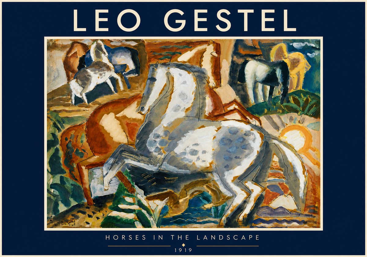 Leo Gestel Horses in the Landscape No5 - Plakát
