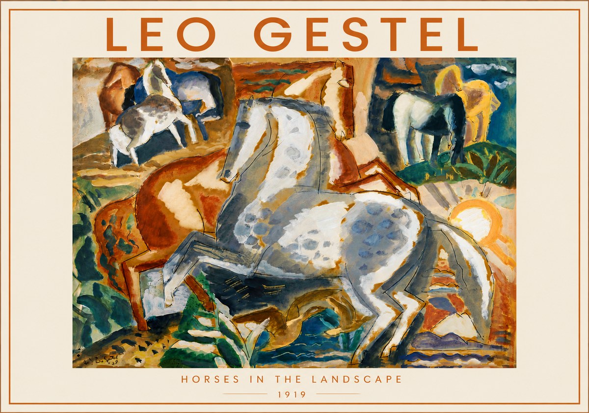 Leo Gestel Horses in the Landscape No6 - Plakát