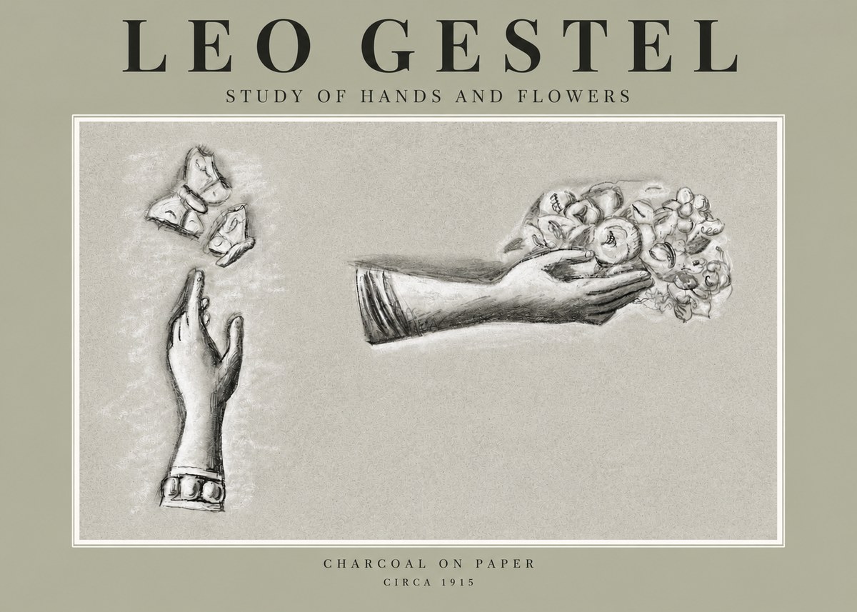 Leo Gestel Study of Hands and Flowers No2 - Plakát