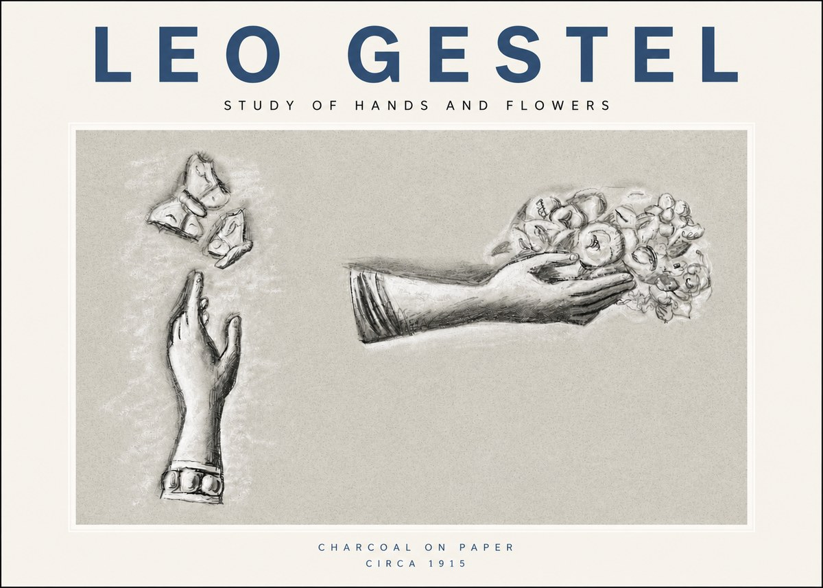 Leo Gestel Study of Hands and Flowers No3 - Plakát