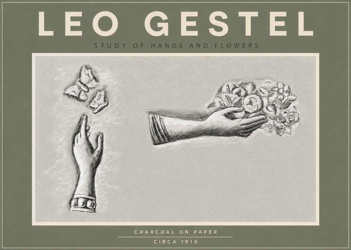 Leo Gestel Study of Hands and Flowers No5 - Plakát