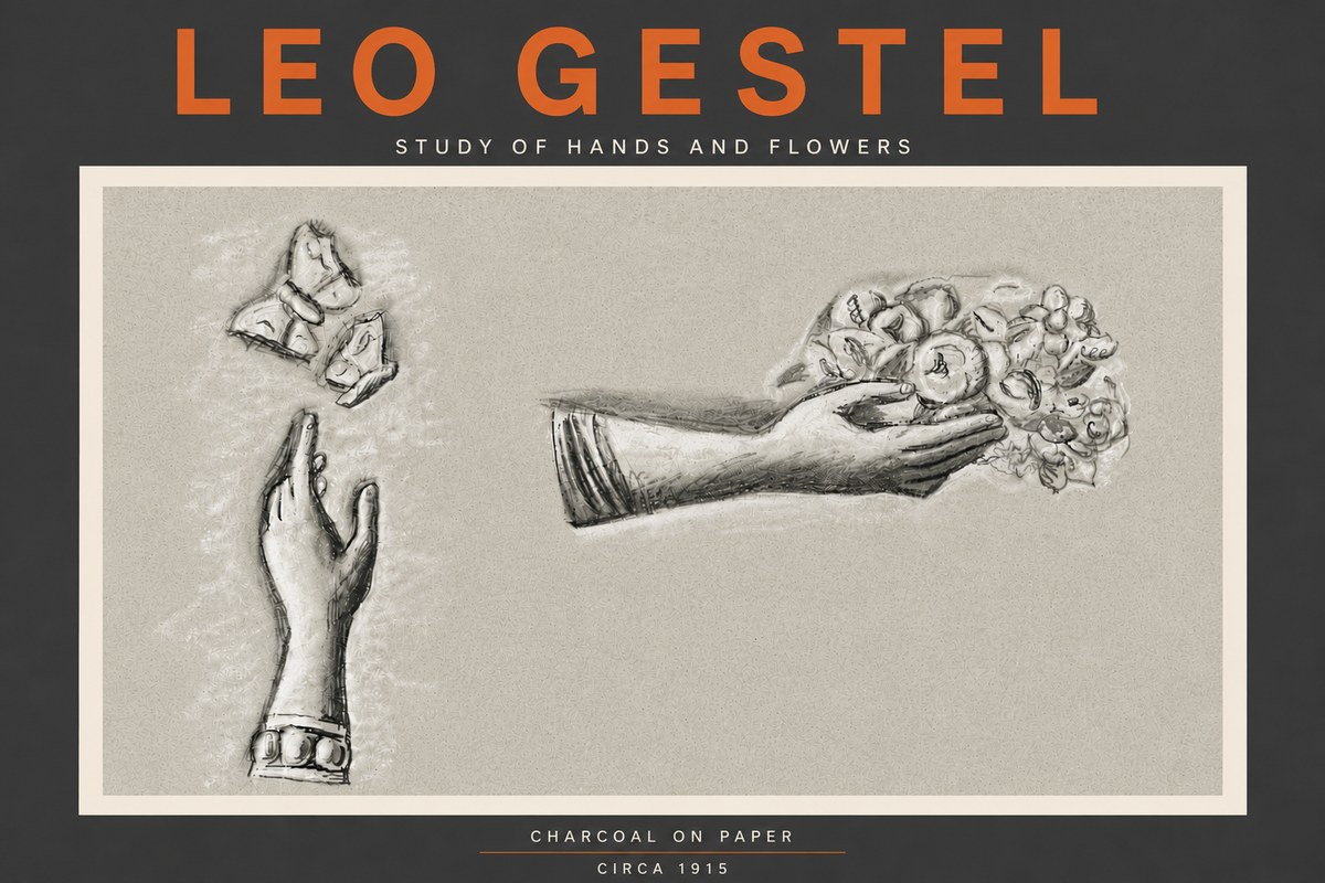 Leo Gestel Study of Hands and Flowers No6 - Plakát