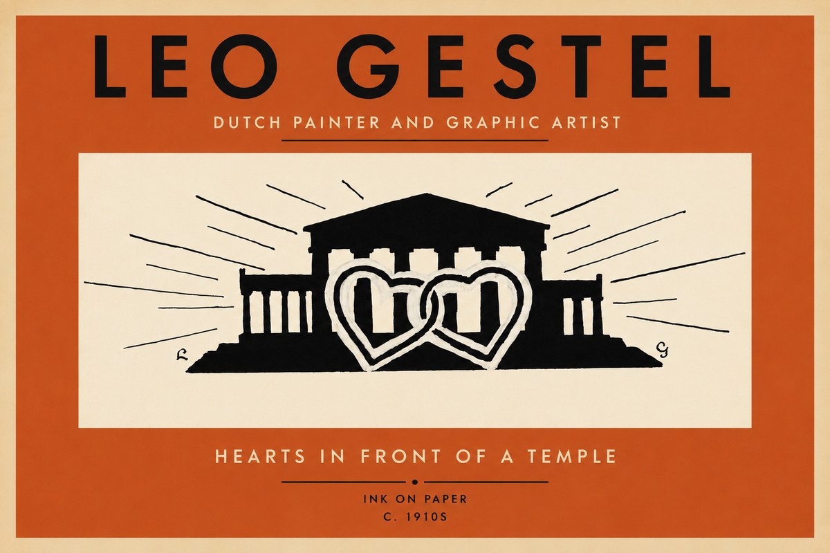 Leo Gestel Hearts in Front of a Temple No2 - Plakát