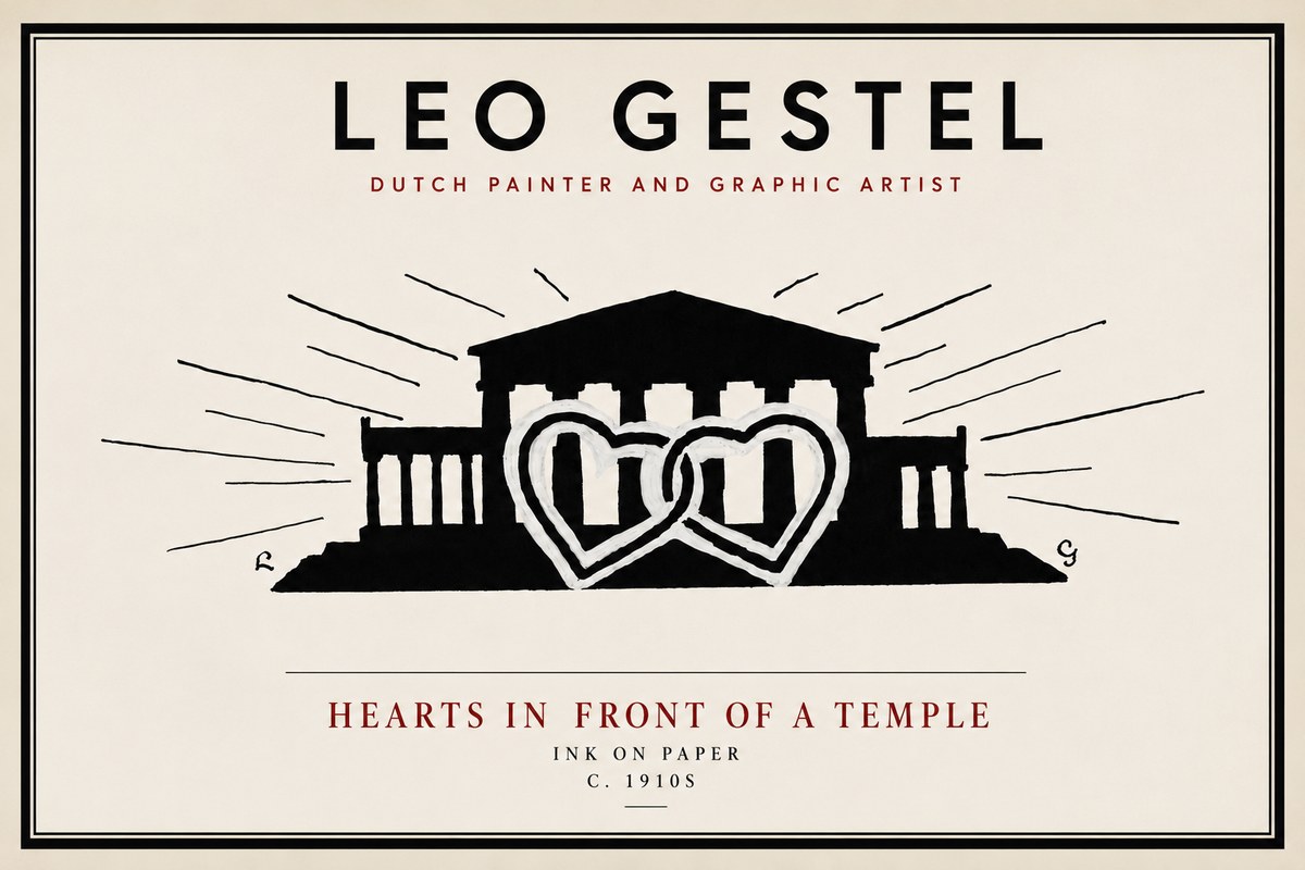 Leo Gestel Hearts in Front of a Temple No4 - Plakát