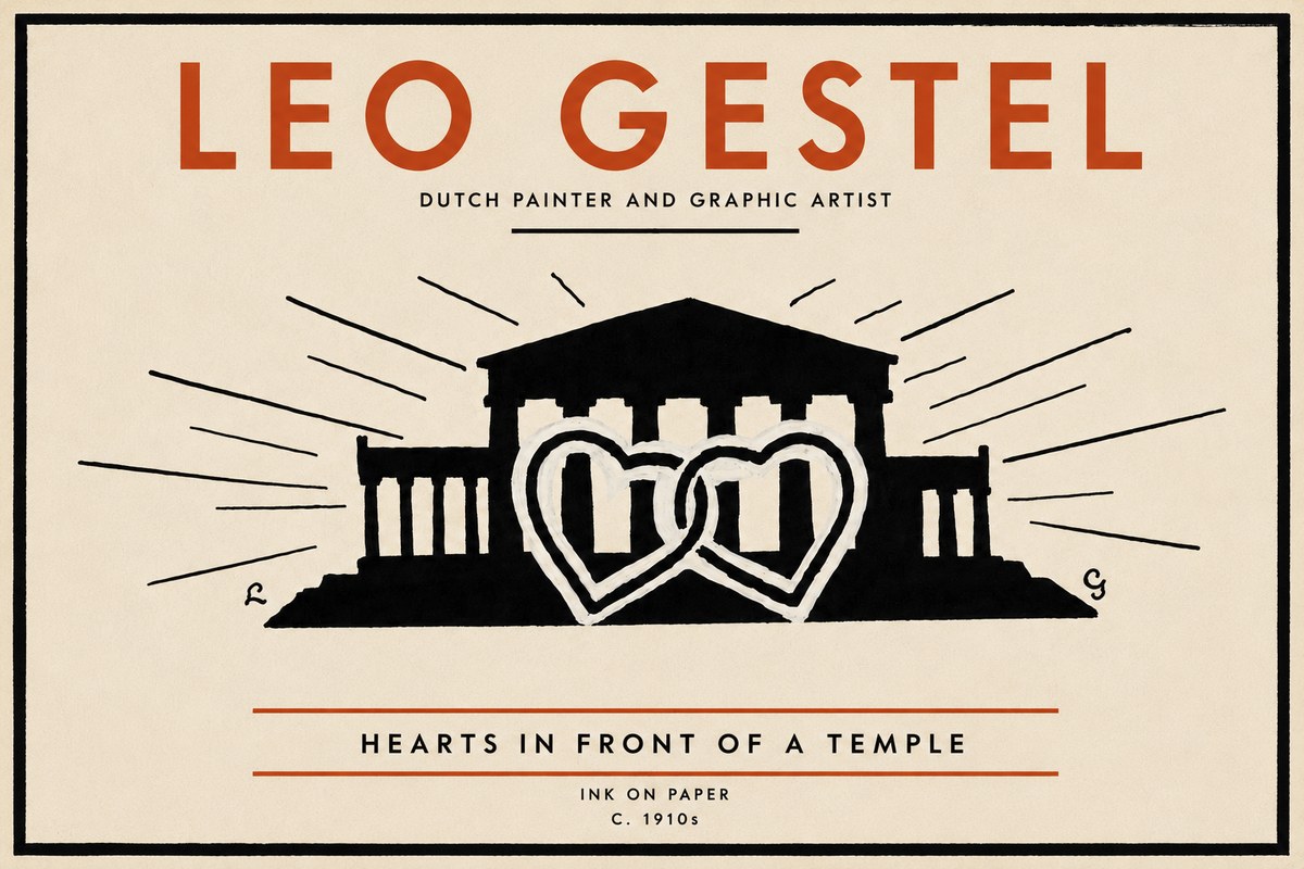 Leo Gestel Hearts in Front of a Temple No5 - Plakát