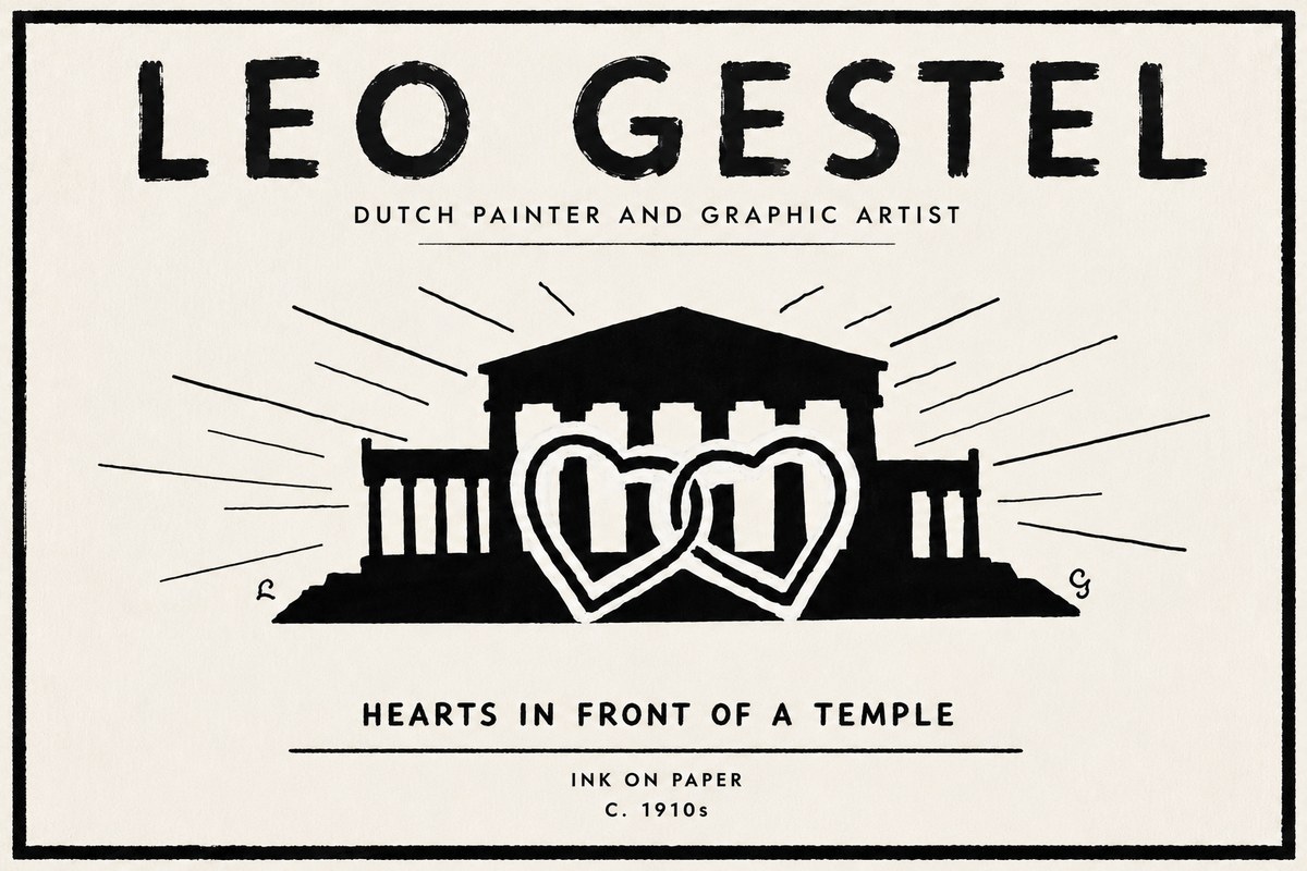 Leo Gestel Hearts in Front of a Temple No6 - Plakát