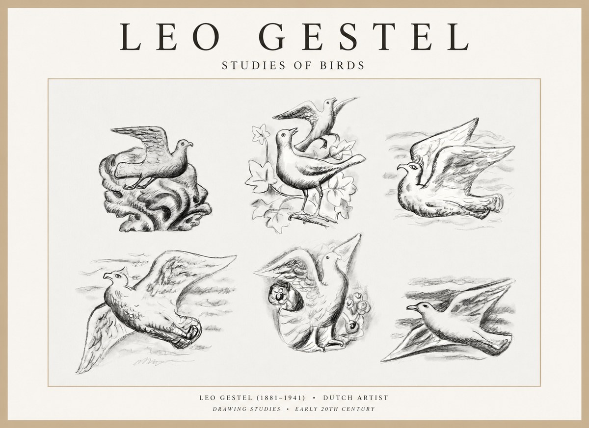Leo Gestel Studies of Birds No1 - Plakát