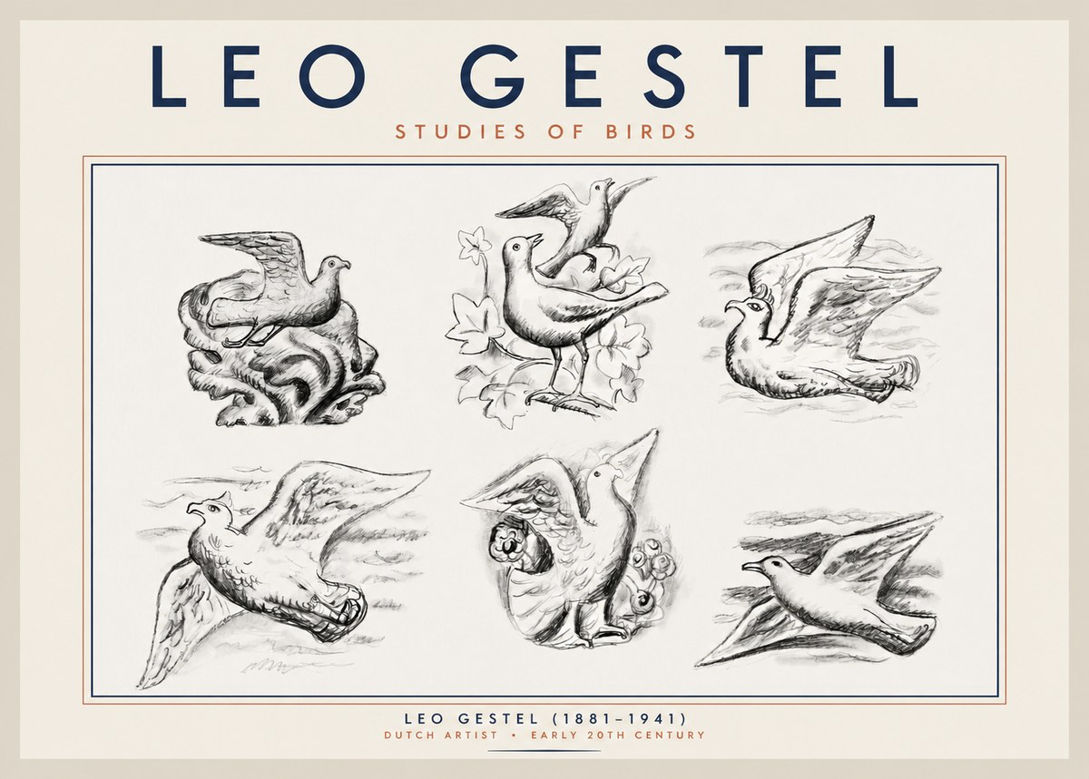Leo Gestel Studies of Birds No2 - Plakát