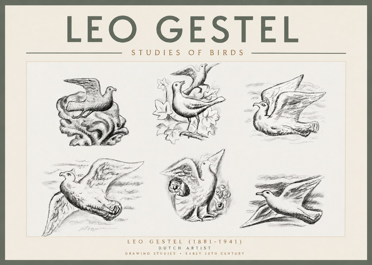 Leo Gestel Studies of Birds No3 - Plakát