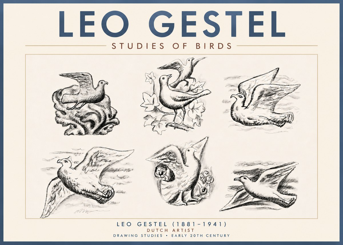 Leo Gestel Studies of Birds No4 - Plakát