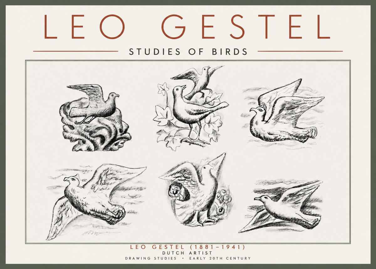 Leo Gestel Studies of Birds No5 - Plakát