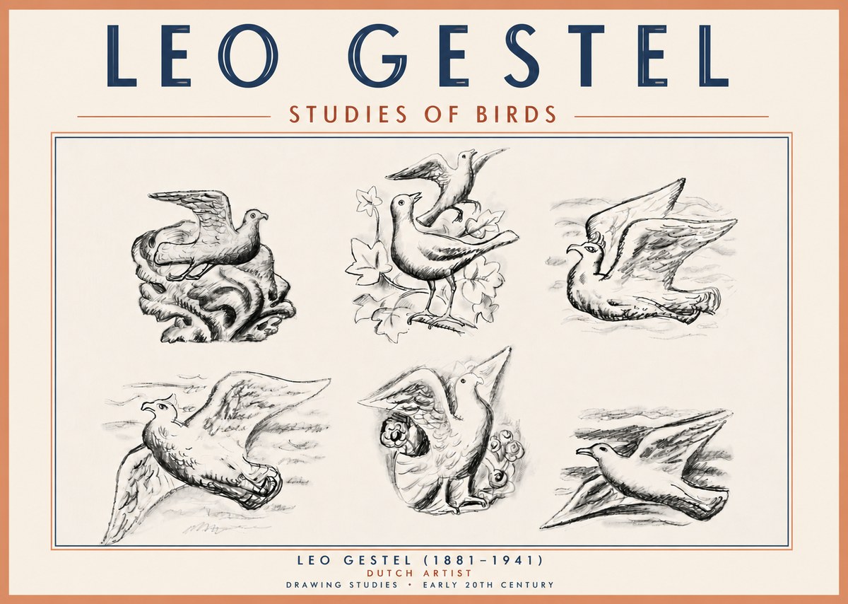 Leo Gestel Studies of Birds No6 - Plakát