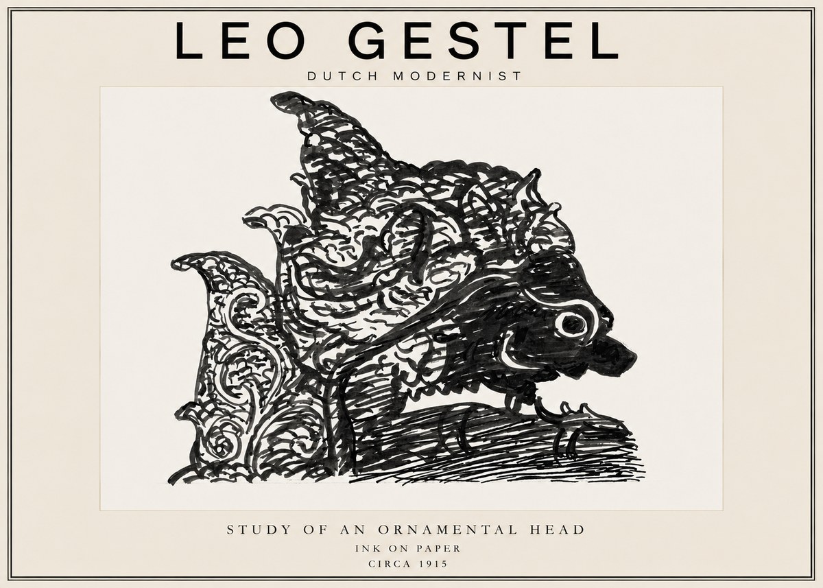 Leo Gestel Study of an Ornamental Head No3 - Plakát