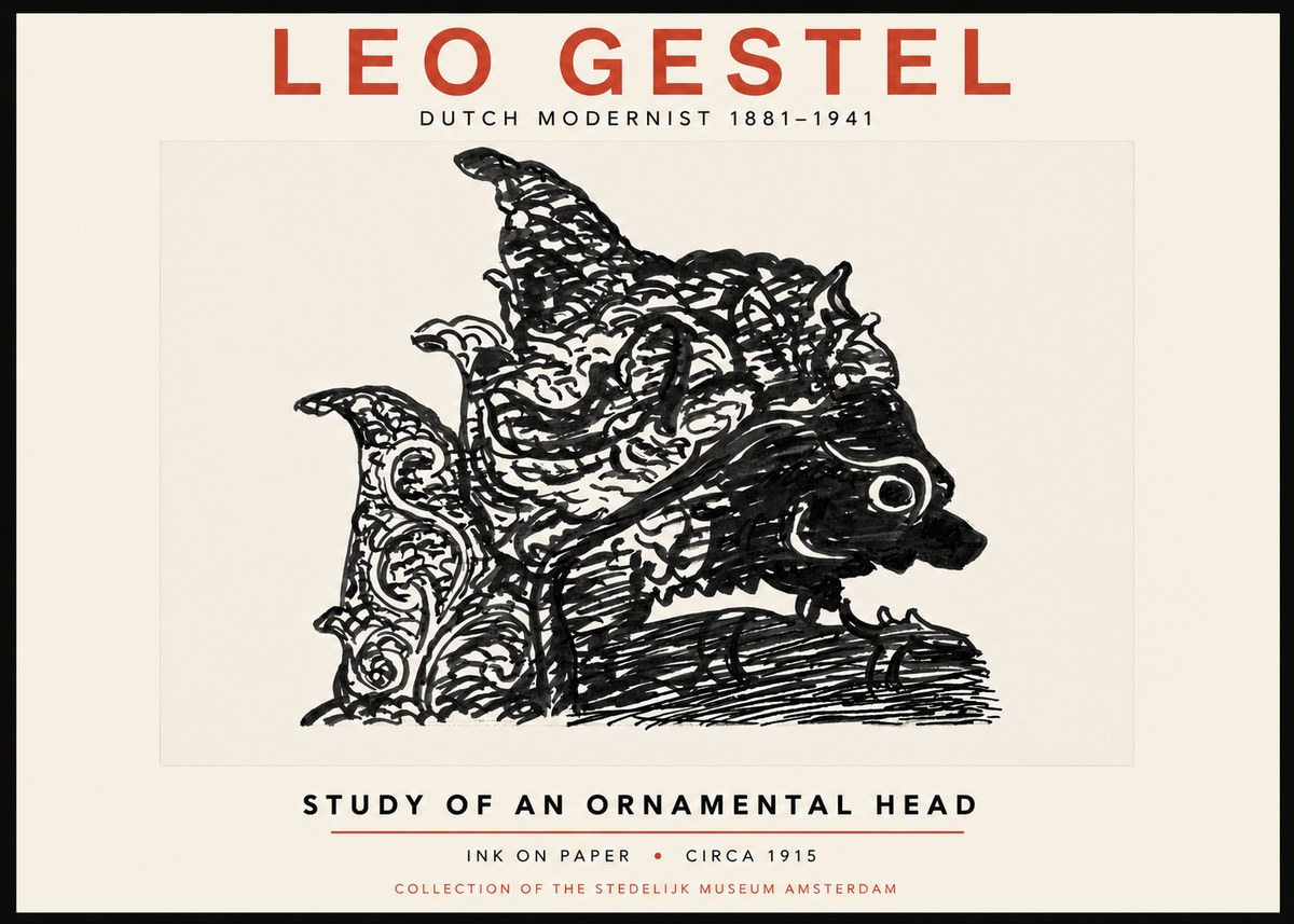 Leo Gestel Study of an Ornamental Head No4 - Plakát