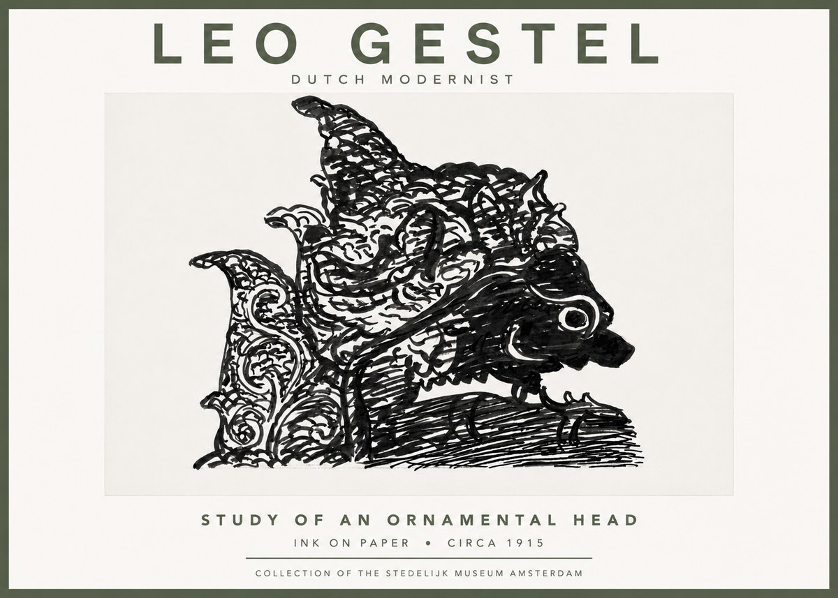 Leo Gestel Study of an Ornamental Head No5 - Plakát