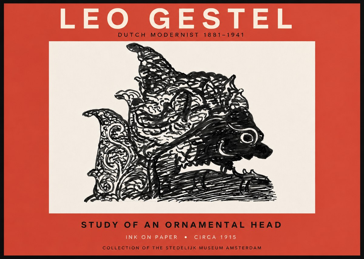 Leo Gestel Study of an Ornamental Head No6 - Plakát