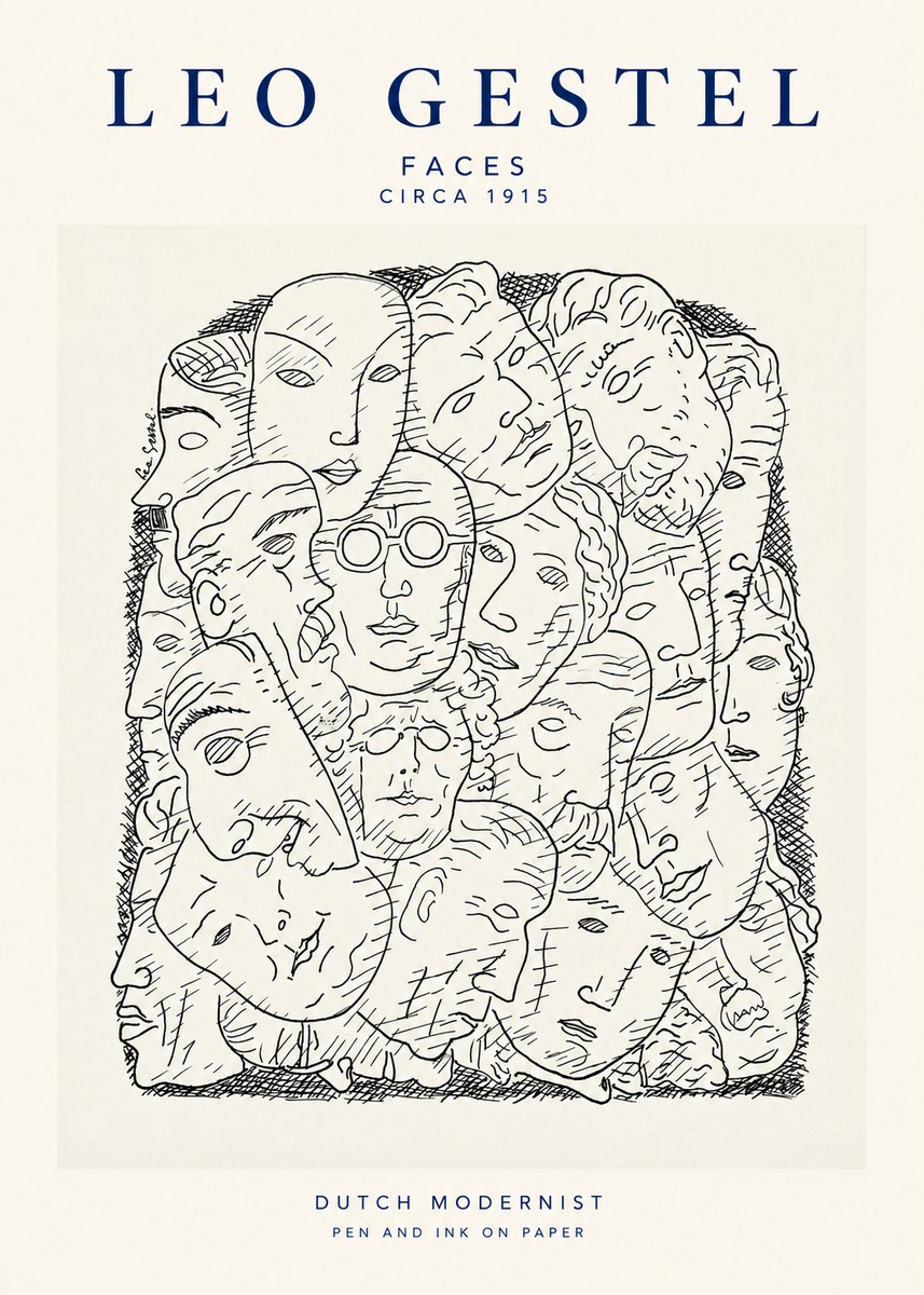 Leo Gestel Heads Ink Drawing No2 - Plakát