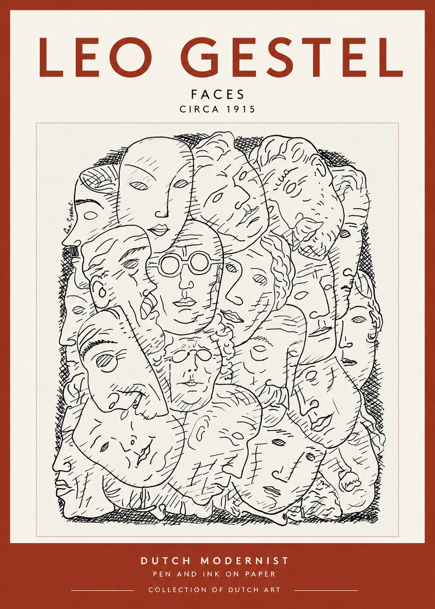 Leo Gestel Heads Ink Drawing No3 - Plakát