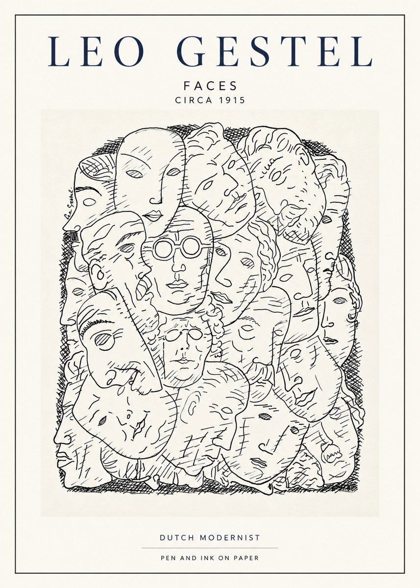 Leo Gestel Heads Ink Drawing No4 - Plakát