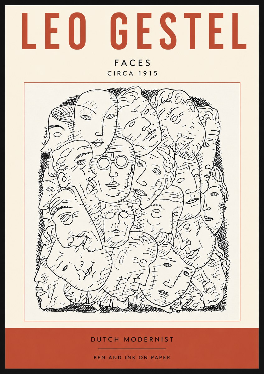 Leo Gestel Heads Ink Drawing No5 - Plakát
